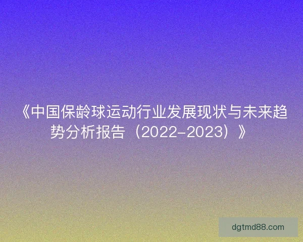 《中国保龄球运动行业发展现状与未来趋势分析报告（2022-2023）》