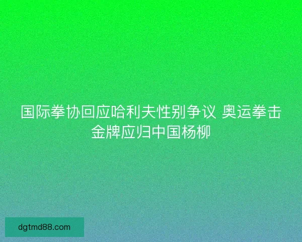 国际拳协回应哈利夫性别争议 奥运拳击金牌应归中国杨柳 国际拳协回应哈利夫性别争议 奥运拳击金牌应归中国杨柳